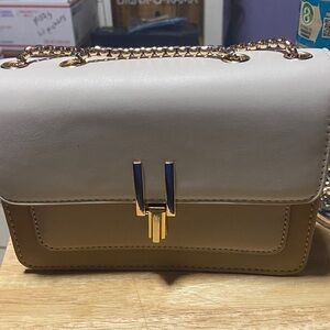 Chic Cream and Tan Shoulder Bag